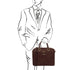 Pisa - Leather laptop briefcase with front pocket